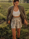 Snake Print Linen Shorts