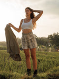 Snake Print Linen Shorts