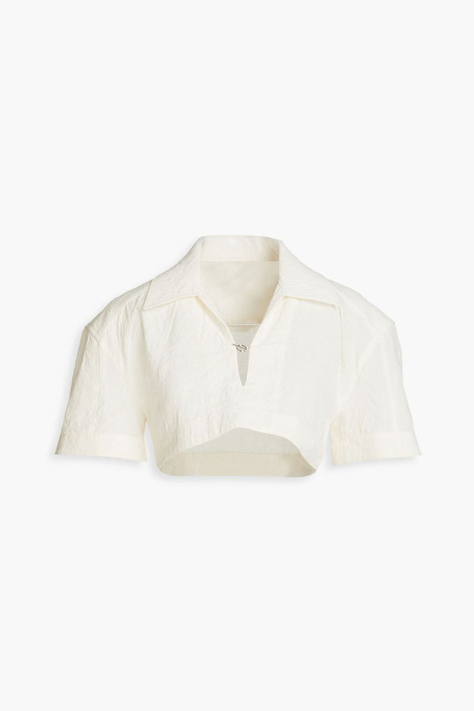 Le Haut Bebi cropped hemp and cotton-blend crepe shirt
