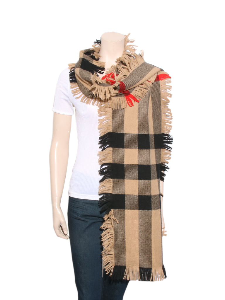 Large Wool Check Scarf