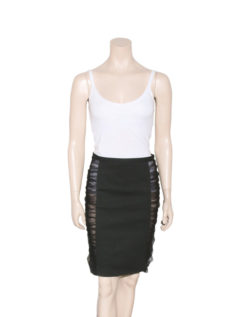 Fendi Tulle-Panelled Pencil Skirt