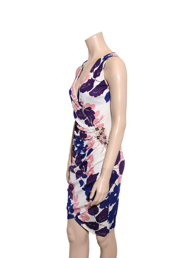 Floral Wrap-Front Silk Dress