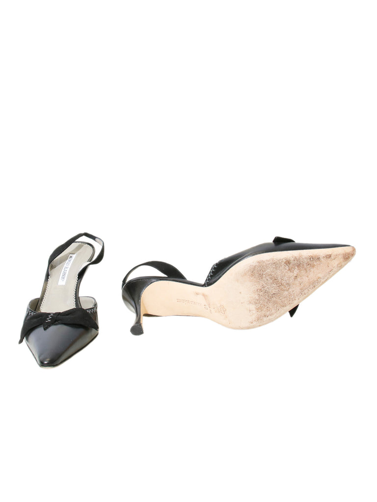 Manolo Blahnik Pointed Bow Slingback Heels