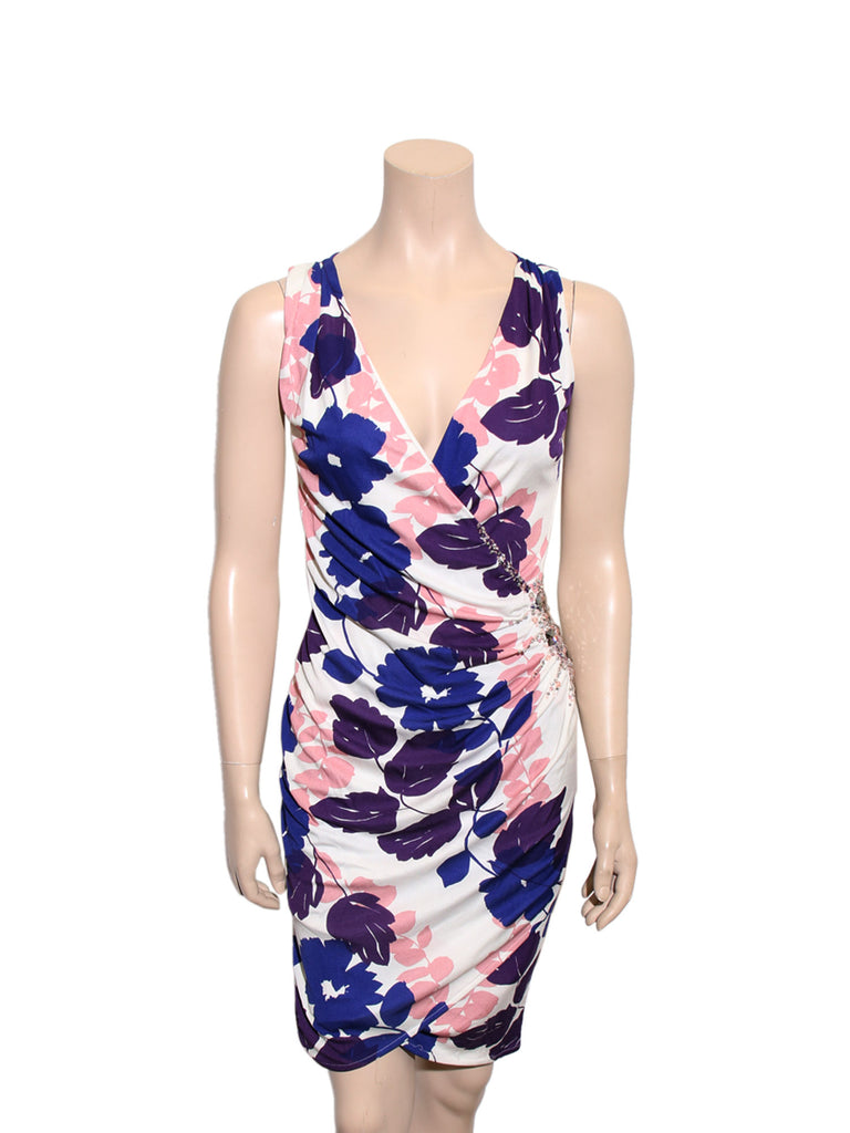 Blumarine Floral Wrap-Front Silk Dress