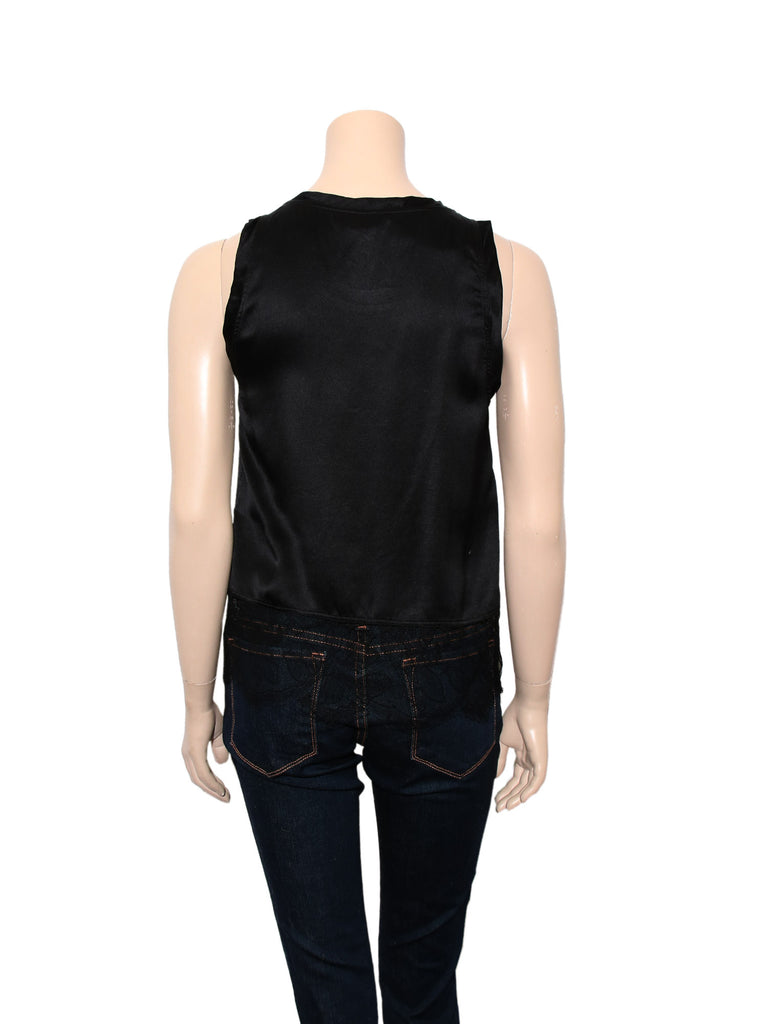 YSL Silk and Lace Logo Top