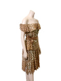 Blumarine Off-the-Shoulder Silk Leopard Dress