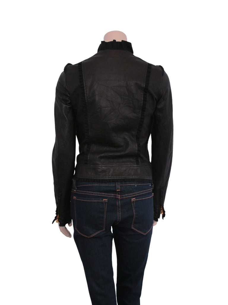 Dolce & Gabbana Leather Ruffle Jacket