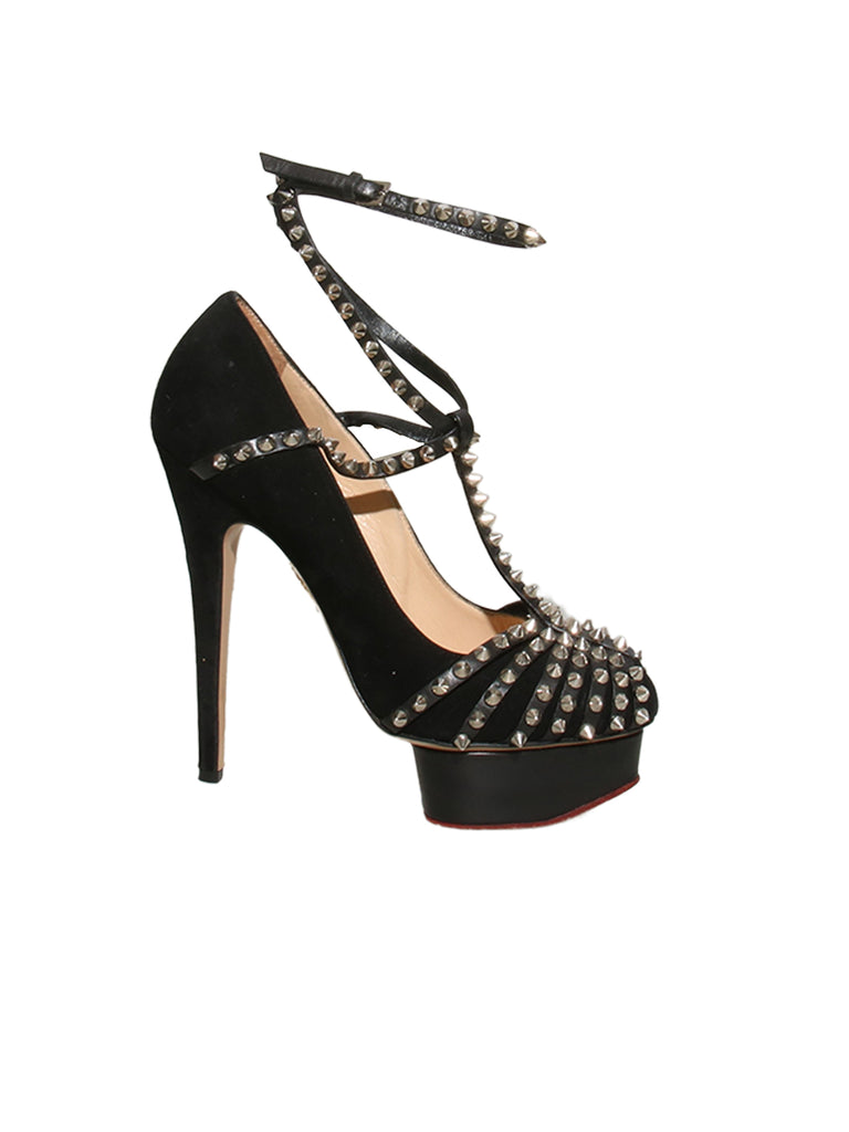 Studded Suede Pumps