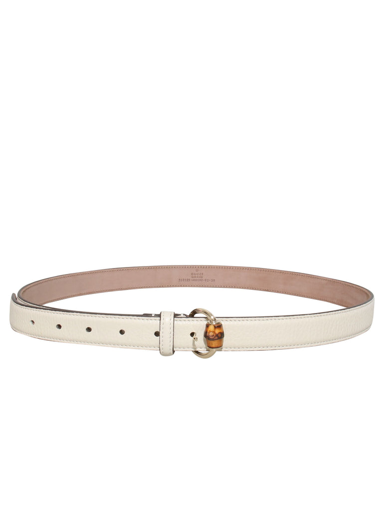 Bamboo Buckle Detail Leather Belt