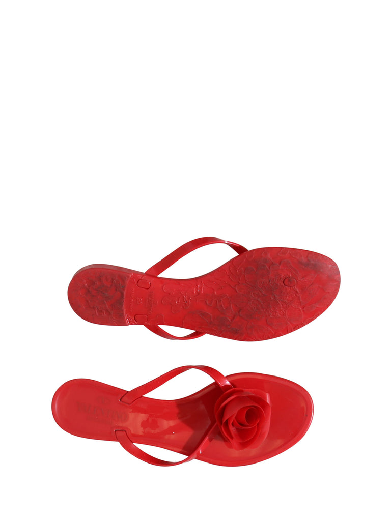 Valentino Rubber Flower Flat Sandals