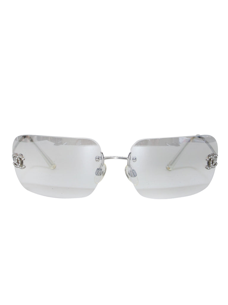 Sunglasses Chanel Rimless with Pearl - Mint Condition