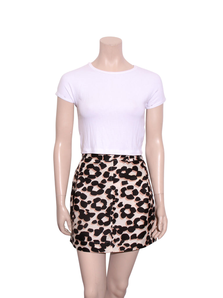 Leopard Print Silk Skirt