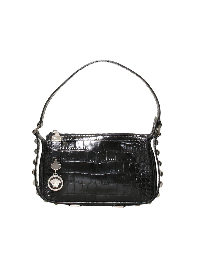 Versace Vintage Embossed Leather Shoulder Bag
