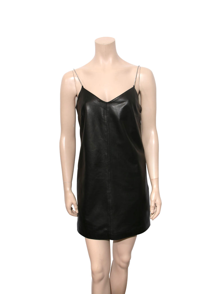 Lamarque Chanel Chain Strap Leather Slip Dress