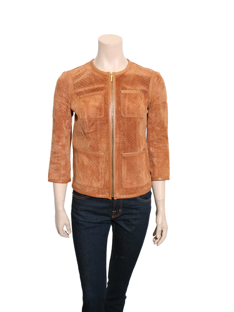 Tory Burch Perforated Suede Jacket