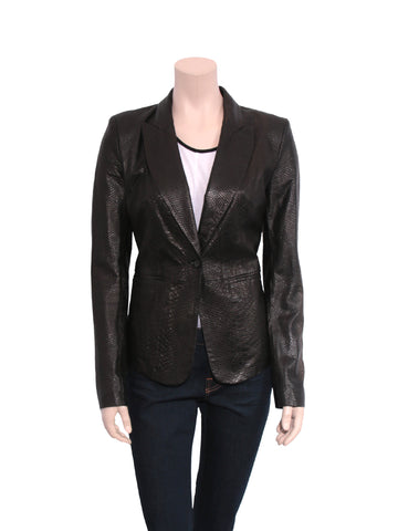 Rachel Zoe Leather Snakeskin-Embossed Blazer