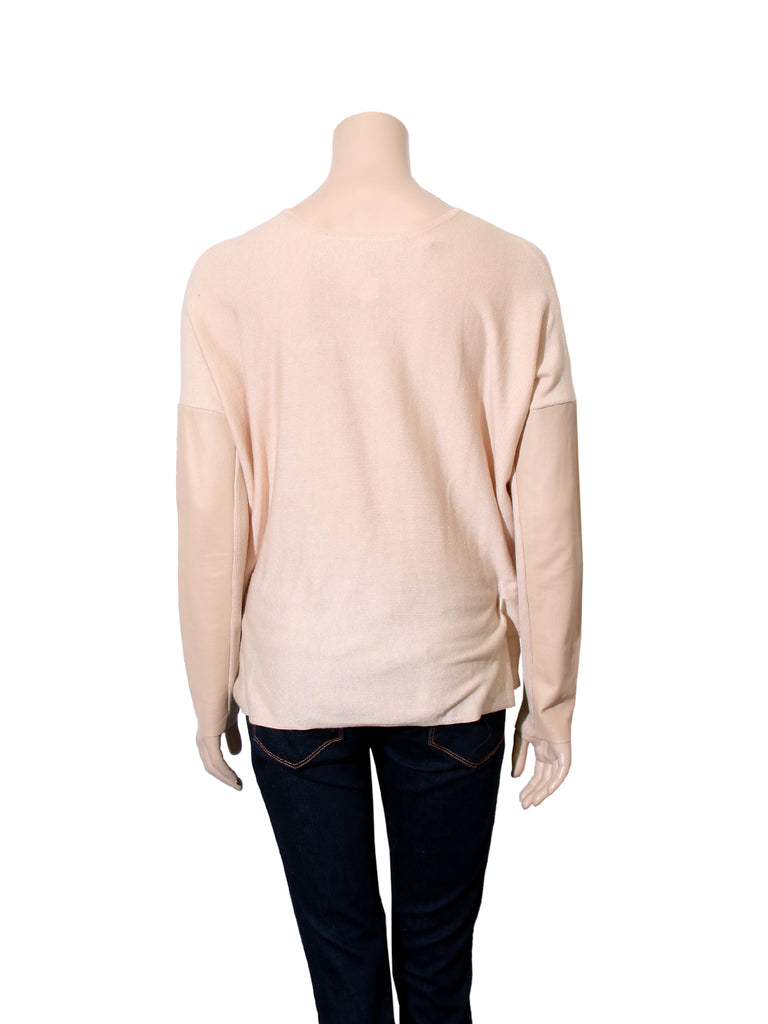 Maje Leather Sleeve Silk Sweater