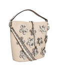Leather Flower Applique Shoulder Bag