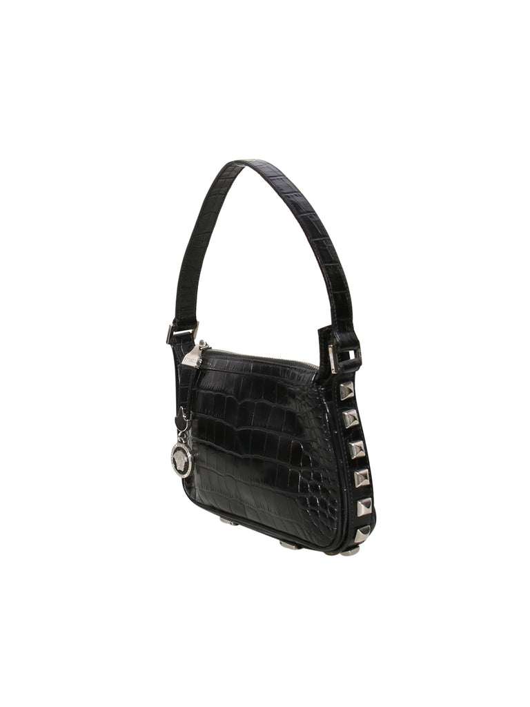 Versace Vintage Embossed Leather Shoulder Bag