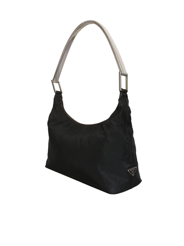 Black Prada Nylon Handbag Leather Strap | Tokyo Roses Vintage | Nylon  handbag, Leather handbags, Leather straps