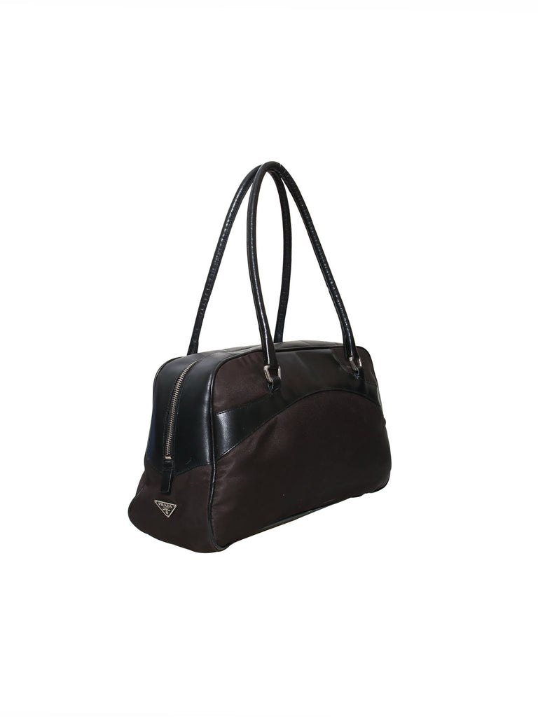 Prada Leather-Trimmed Bowling Bag