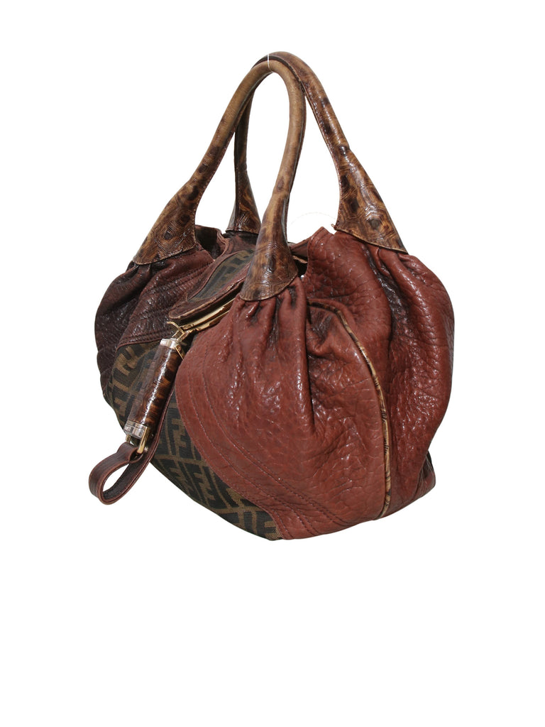 Fendi Leather-Trimmed Zucca Spy Bag