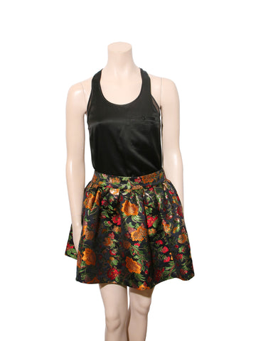 alice + olivia Embroidered Floral Mini Skirt