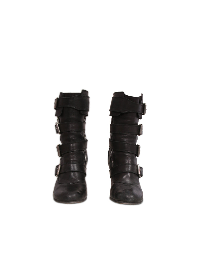 Chloe Leather Buckle Boots