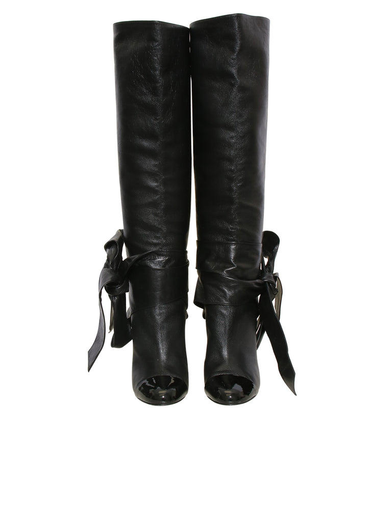 Chanel Leather Bow Boots
