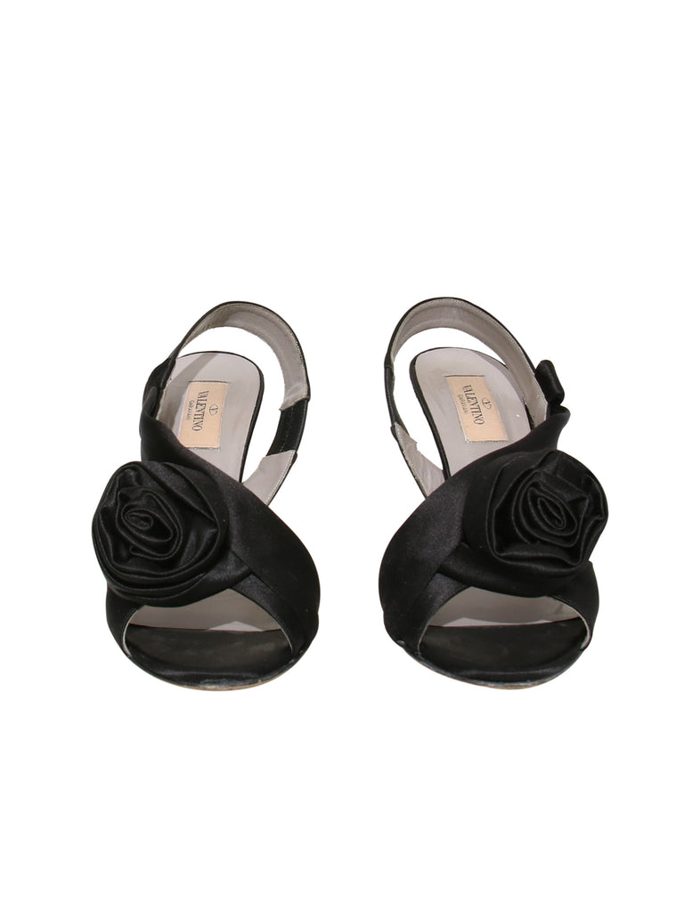 Valentino Satin Flower Slingback Sandals