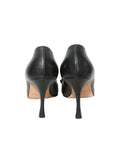 Manolo Blahnik Leather Peep-Toe Bow Pumps