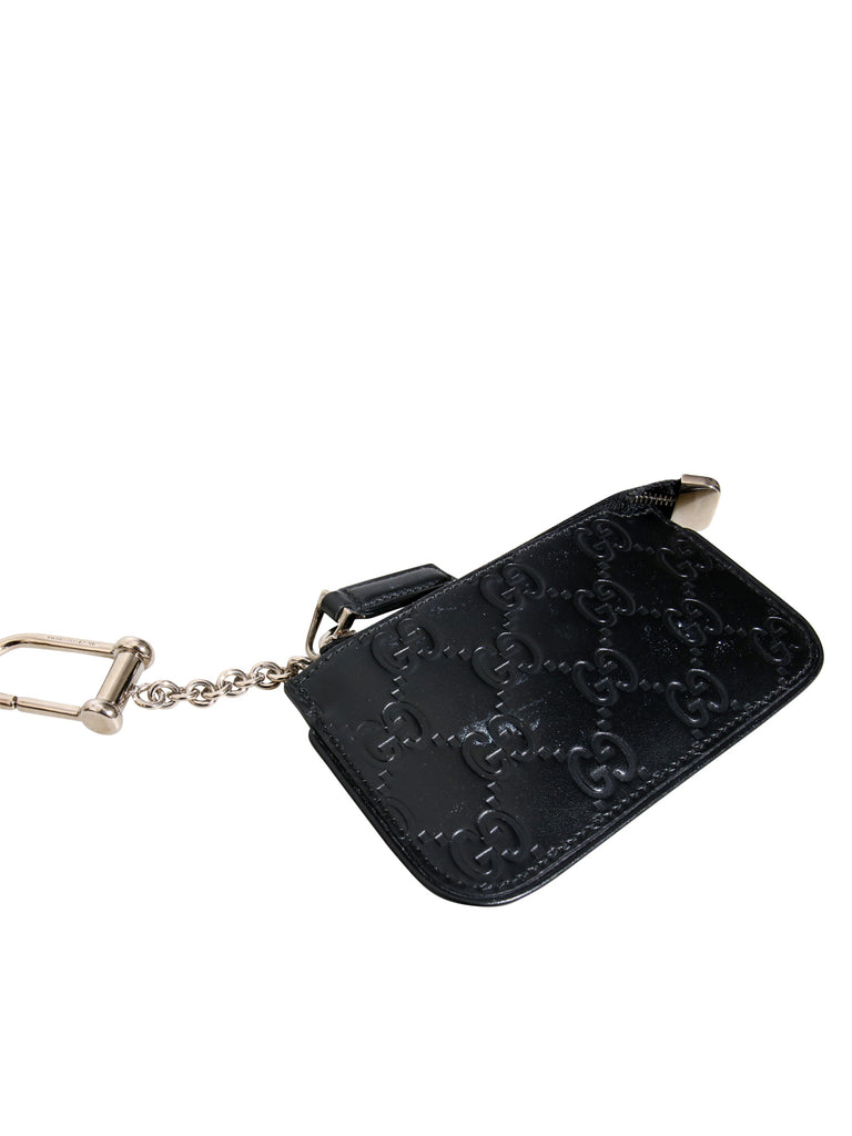 Leather GG Coin Holder Keychain