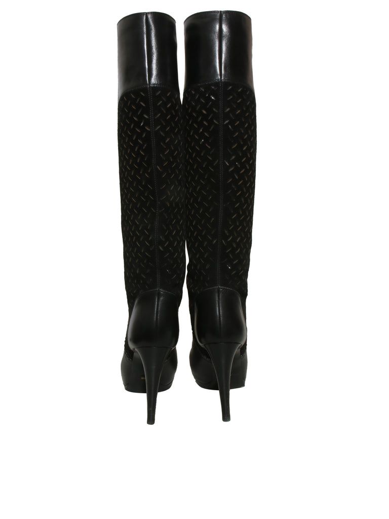 Suede and Leather Knee High Boots