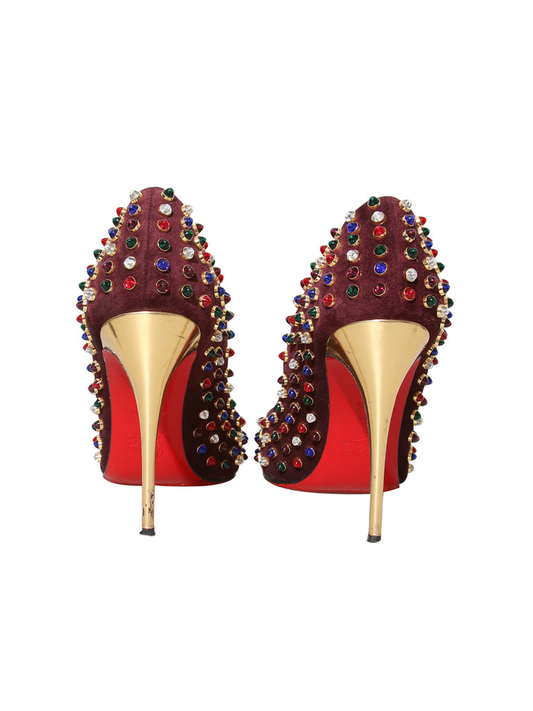 Christian Louboutin Follies Cabo 100 Embellished Suede Pumps