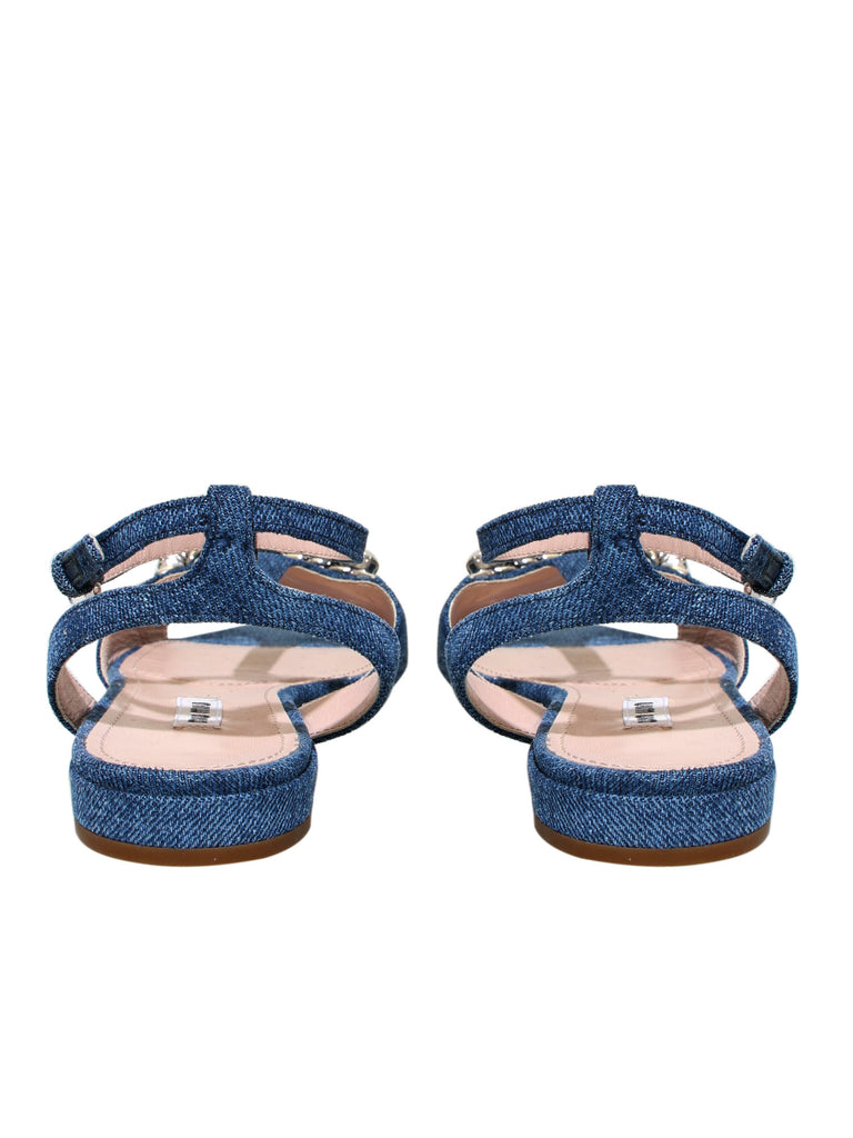 Miu Miu Embellished Denim Sandals