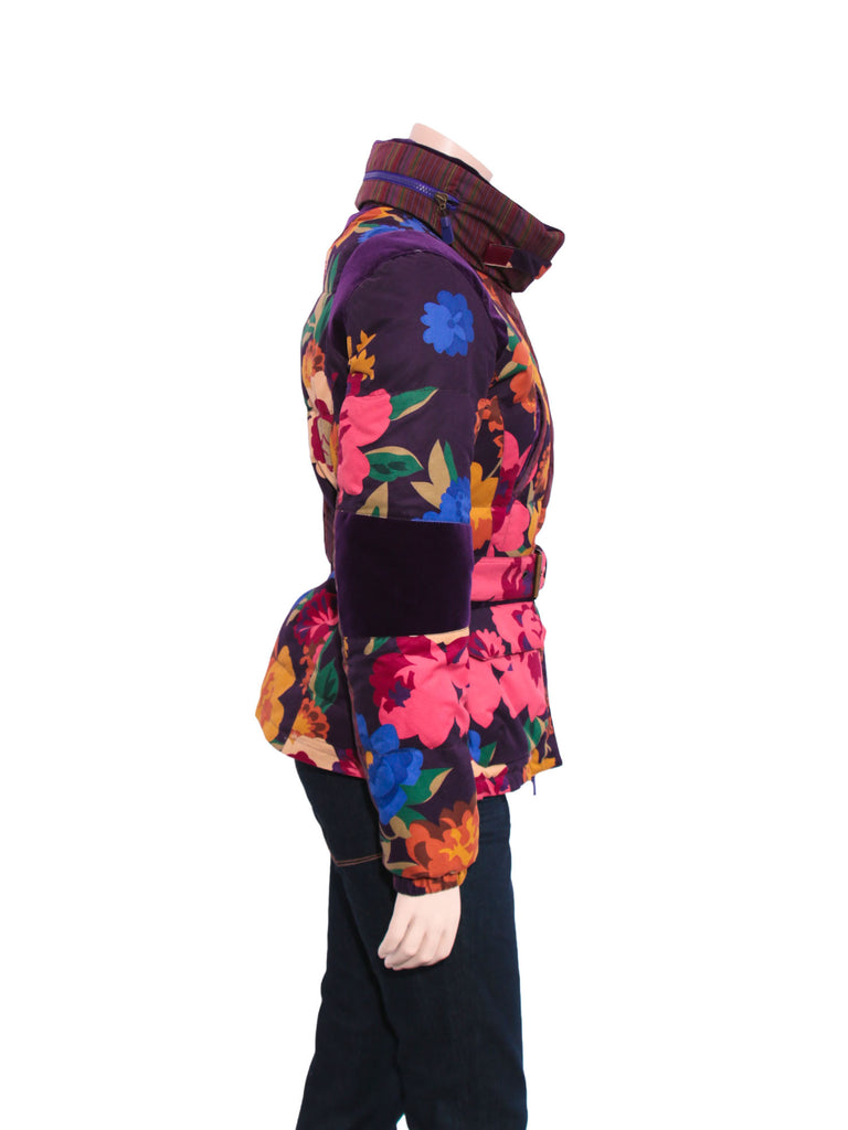 Etro Floral Velvet-Trimmed Puffer Coat