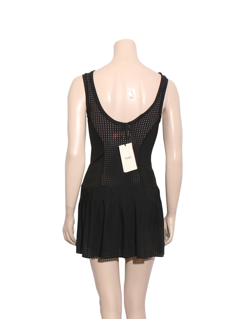 Fendi Karlito Perforated Stretch-Jersey Tennis Dress