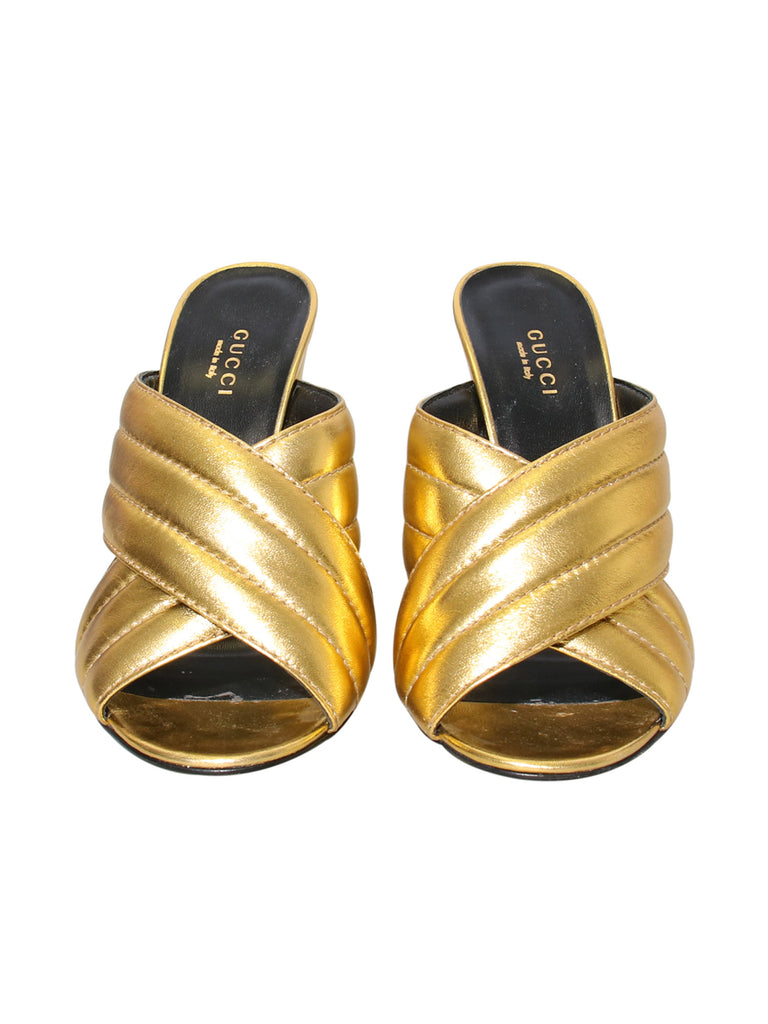 Gucci Webby Metallic Leather Sandals