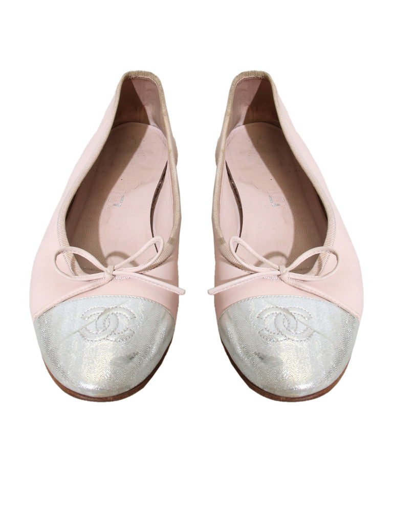 Chanel CC Cap-Toe Leather Ballet Flats
