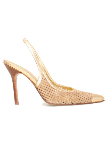 D&G Perforated Slingback Pointed Pumps 