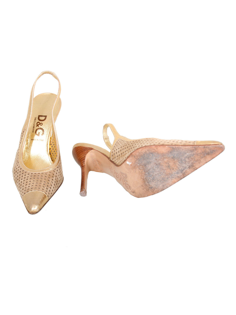 D&G Perforated Slingback Pointed Pumps 