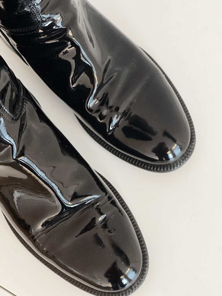 Chanel Black leather lace up CC ankle boots  Unique Designer Pieces