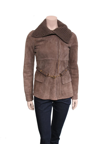 Gucci Belted Shearling Coat
