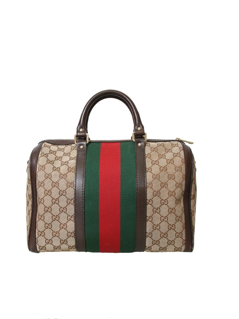 Gucci: Vintage Web Leather Boston Bag 