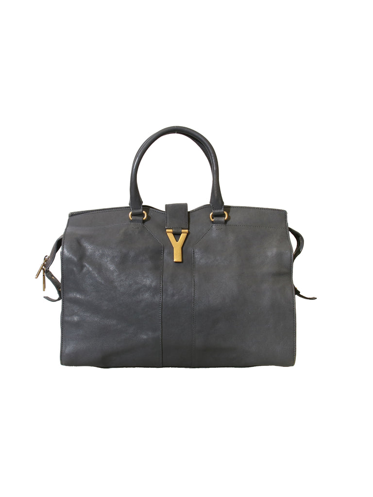 Yves Saint Laurent Black Leather Small Cabas Y-Ligne Tote Yves