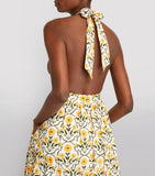 agua by agua bendita naranja maxi dress Agua by Agua Bendita Naranja Floral Cotton Poplin Maxi Halter Dress in Yellow