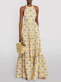 Naranja Mimosa Print Maxi Dress