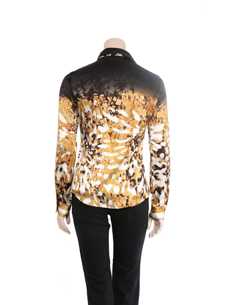 Just Cavalli Printed Shimmer Silk Blouse