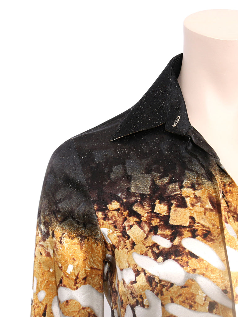 Just Cavalli Printed Shimmer Silk Blouse