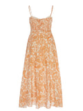 Peggy Bow-Detailed Printed Linen Dress